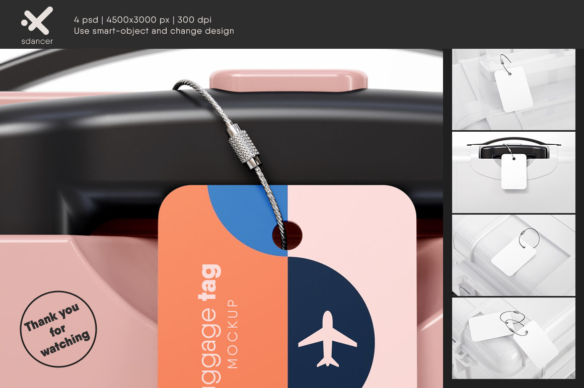 Luggage Tag Mockup on Yellow Images Creative Store