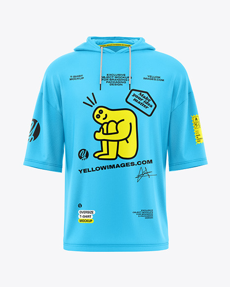 Oversize Hooded T-Shirt Mockup - Front View