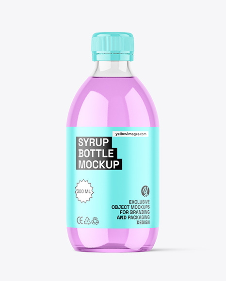 300ml Clear Syrup Bottle w\ Measuring Cap Mockup