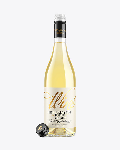 Clear White Glass Wine Bottle Mockup