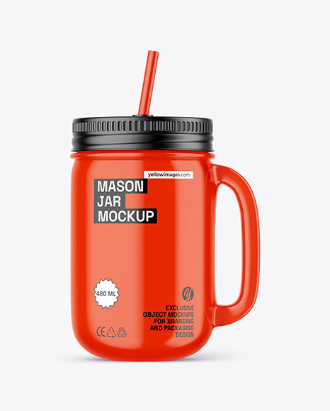 Glossy Mason Jar Mockup