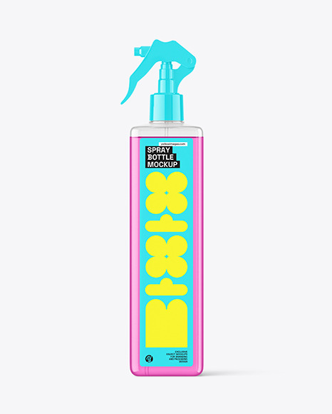 Square Clear Plastic Bottle Mockup