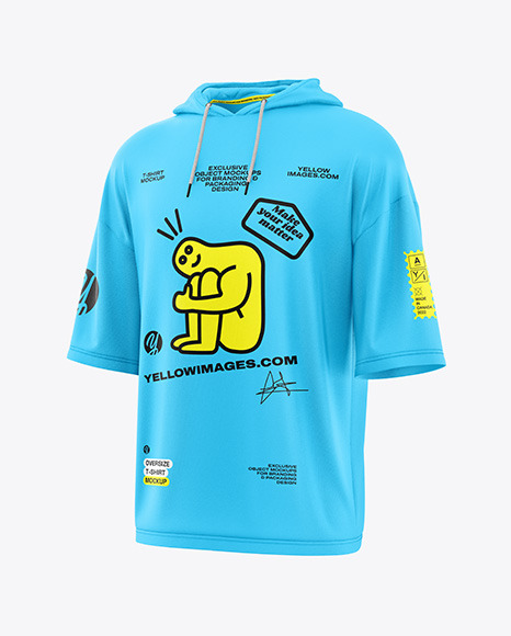 Oversize Hooded T-Shirt Mockup - Half Side View