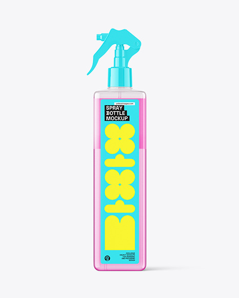 Square Clear Plastic Bottle w/ Two Phase Liquid Mockup