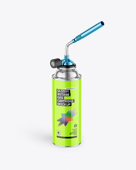 Glossy Butane Gas Cartridge Mockup