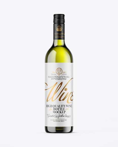 Green Glass White Wine Bottle Mockup