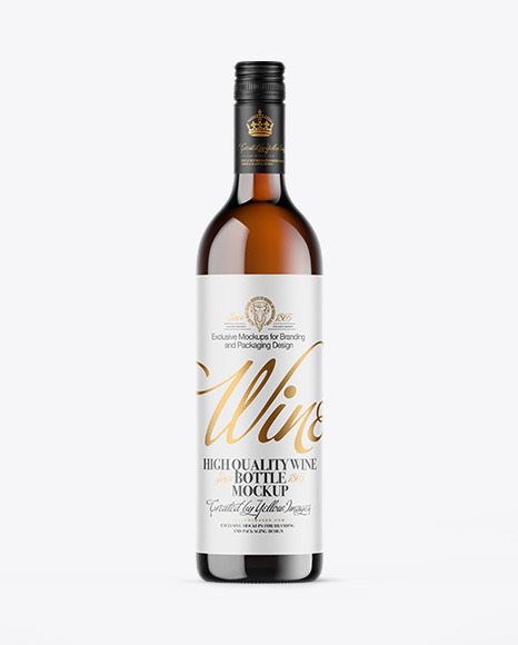 Amber Glass White Wine Bottle Mockup