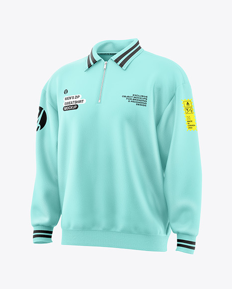 Men’s Zip Sweatshirt Mockup - Half Side View