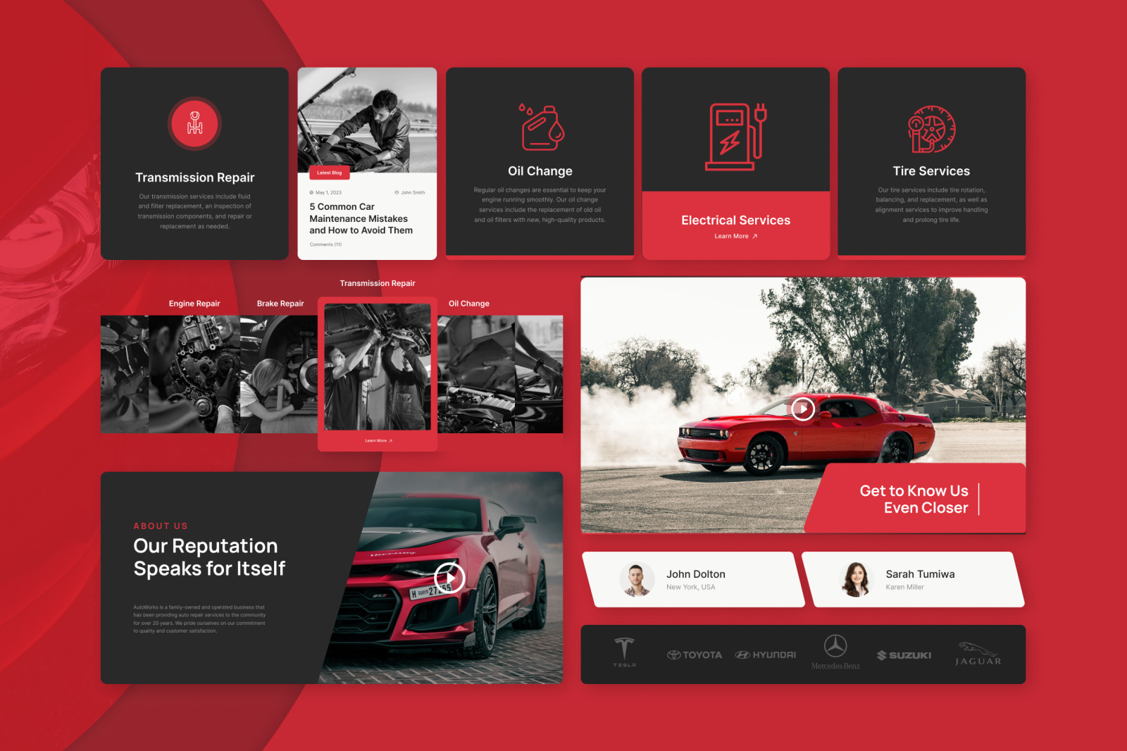 AutoWorks Auto Repair site Design UI Template on Yellow Images