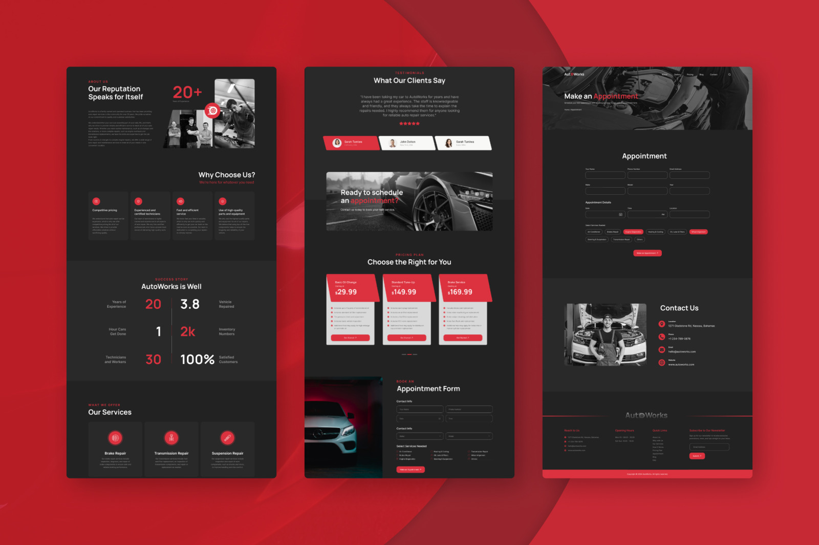 AutoWorks Auto Repair site Design UI Template on Yellow Images