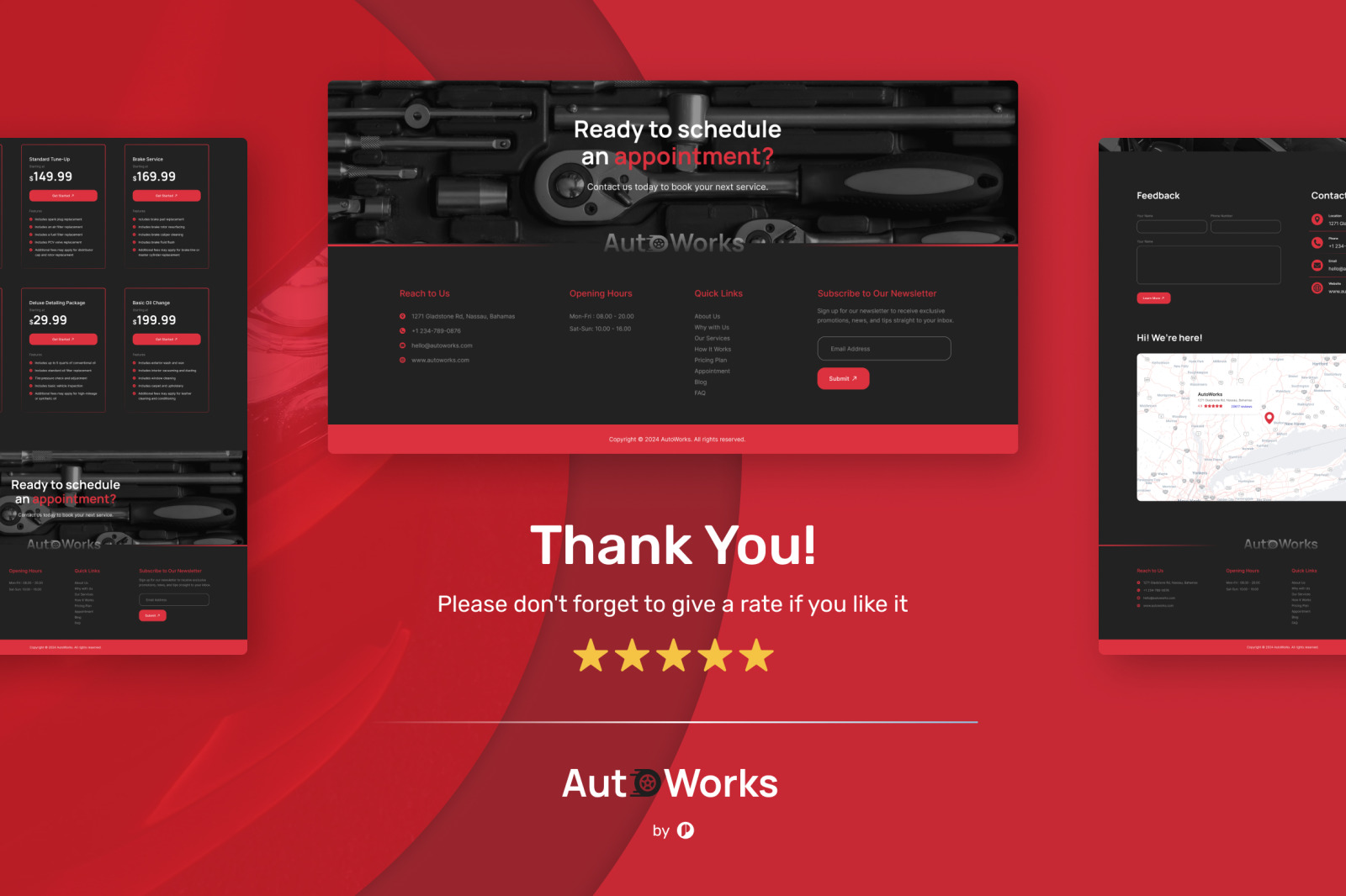 AutoWorks Auto Repair site Design UI Template on Yellow Images