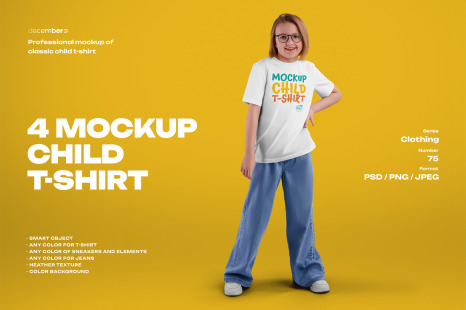 4 Mockups of a Children's T-shirt on a Girl