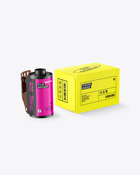 Matte Roll Film With Box Mockup