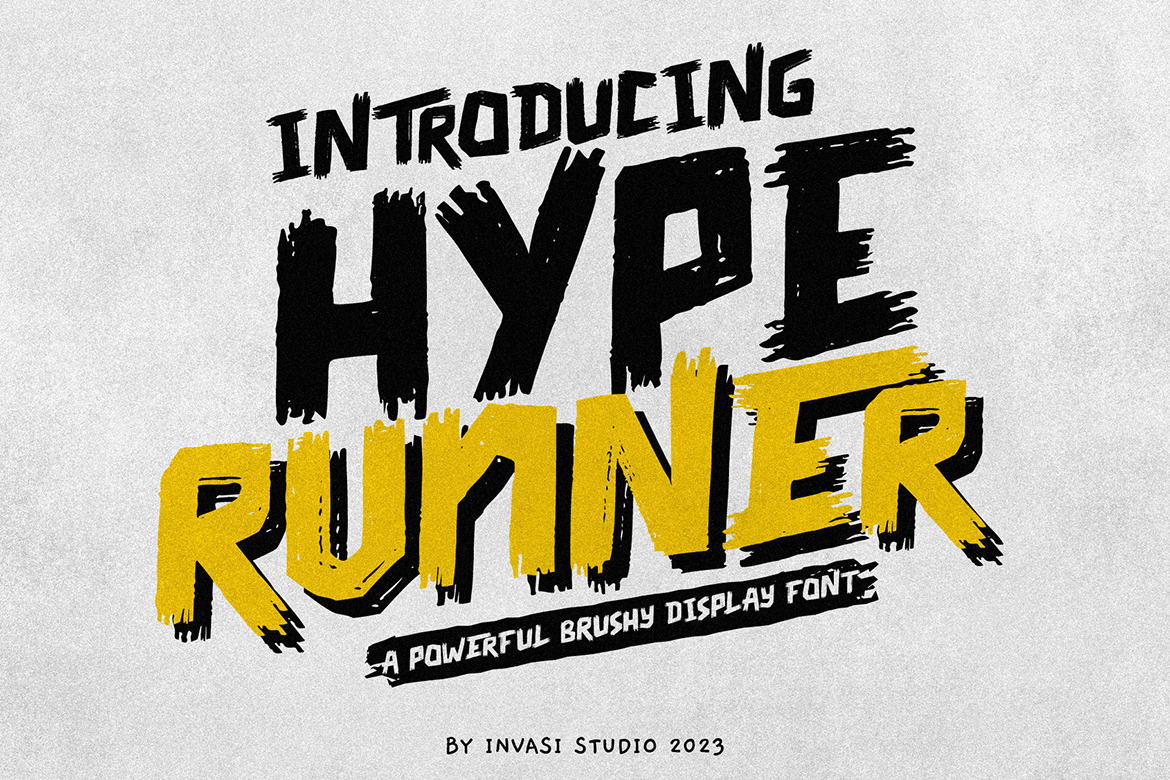 Hype Runner - Brushy Display Font on Yellow Images Creative Store