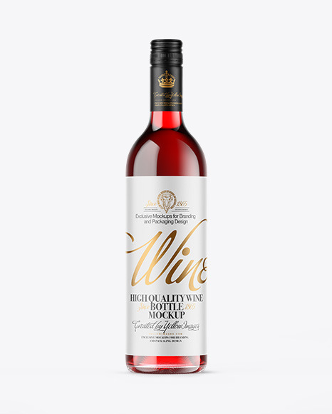 Clear Glass Red Wine Bottle Mockup