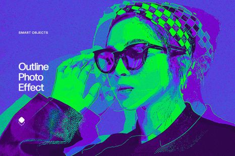 Neon Outline Photo Effect