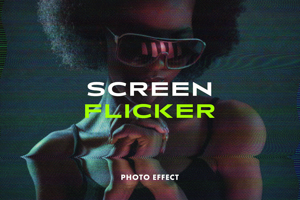 Screen Flicker Photo Effect on Yellow Images Creative Store