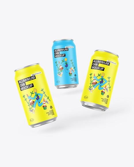 Three Cans W/ Matte Finish Mockup