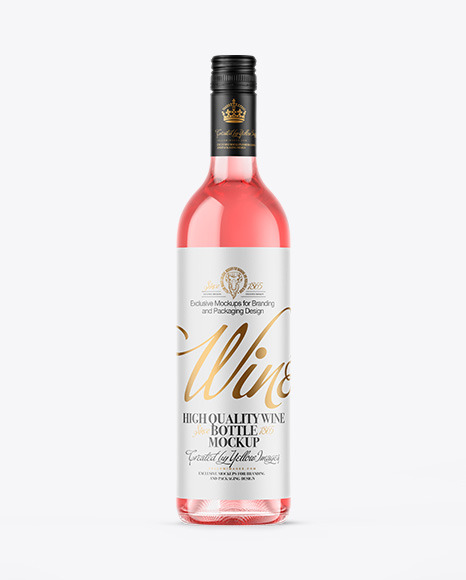 Clear Glass Pink Wine Bottle Mockup