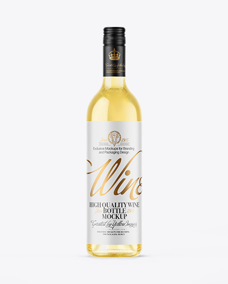 Clear Glass White Wine Bottle Mockup