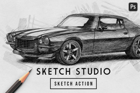 SKETCH STUDIO - Pencil Sketch Drawing Effect Action For Photoshop