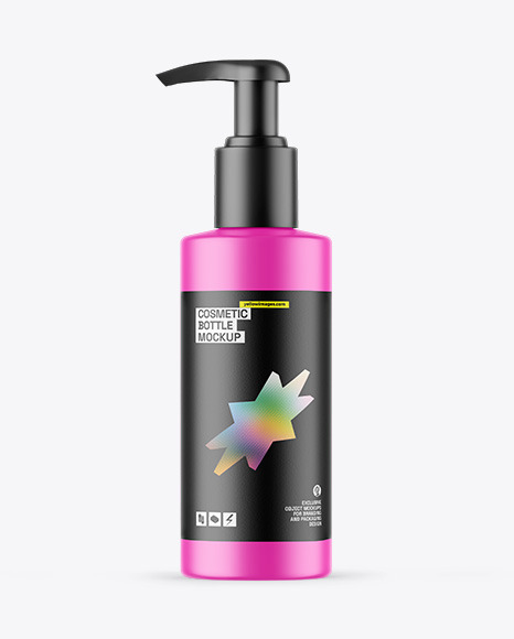 Matte Cosmetic Bottle With Pump Mockup
