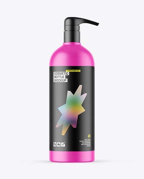 Matte Cosmetic Bottle With Pump Mockup