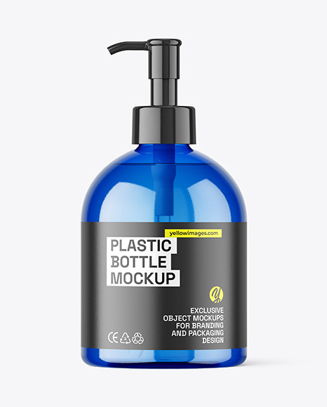 Blue Plastic Bottle w/ Pump Mockup
