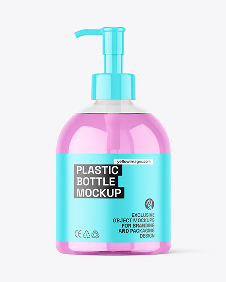 Clear Plastic Bottle w/ Pump Mockup