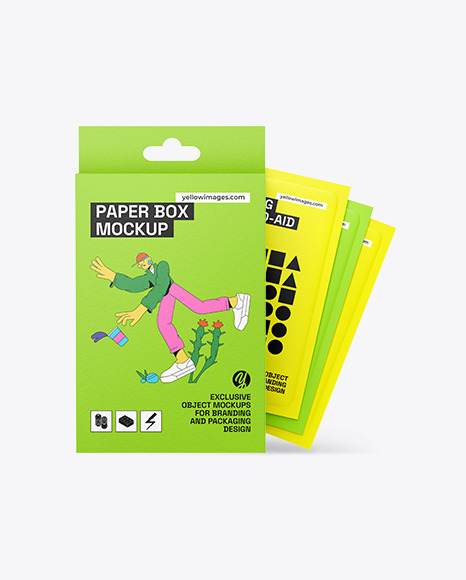 Hanging Box With Adhesive Plasters Mockup