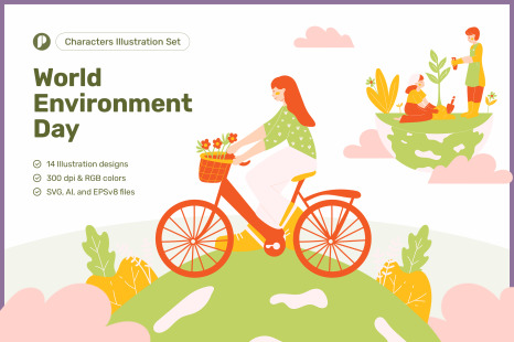 World Environment Day Characters Illustration Set