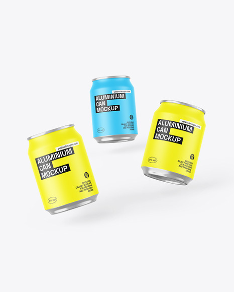 Three Cans W/ Matte Finish Mockup