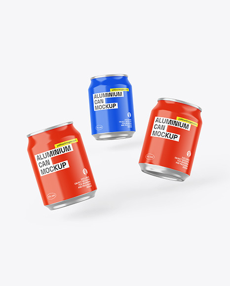 Three Cans W/ Glossy Finish Mockup