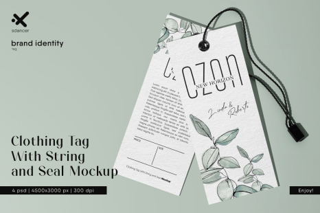 Clothing Tag With String and Seal Mockup