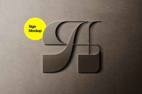Stylish Steel Sign Mockup