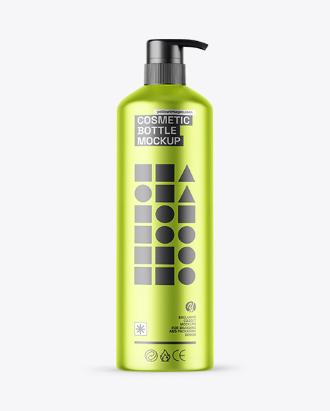 Matte Metallic Cosmetic Bottle With Pump Mockup