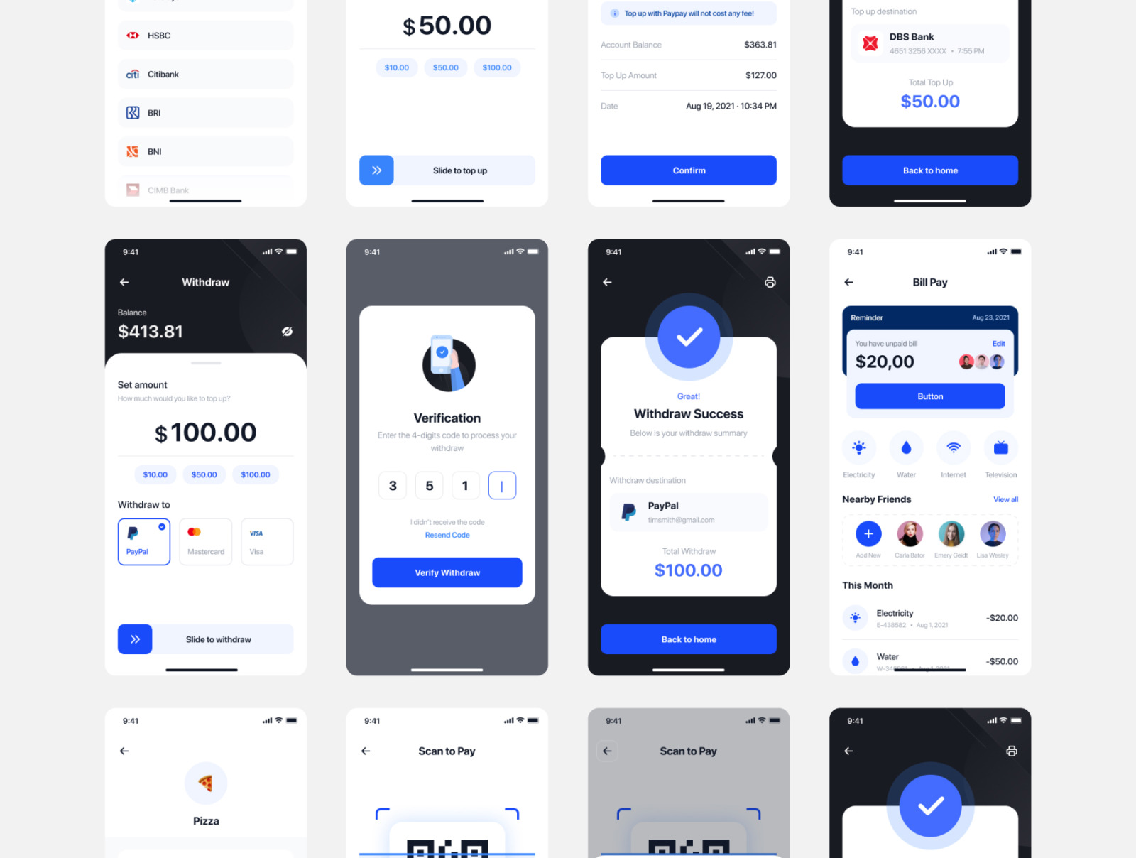 Bankgo - E Wallet App UI Kit on Yellow Images Creative Store