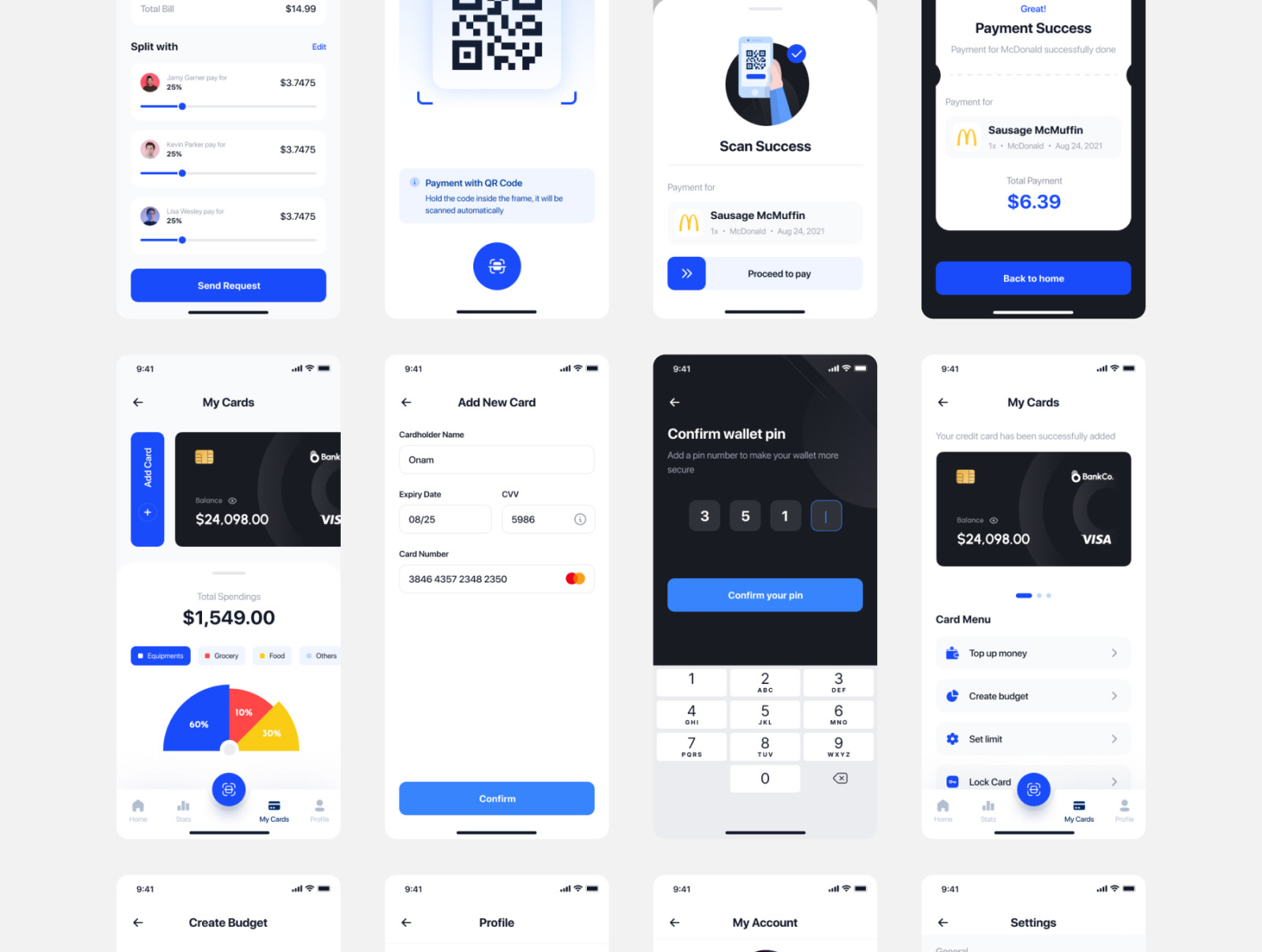 Bankgo - E Wallet App UI Kit on Yellow Images Creative Store
