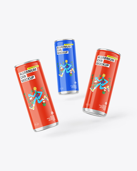 Three Cans W/ Glossy Finish Mockup