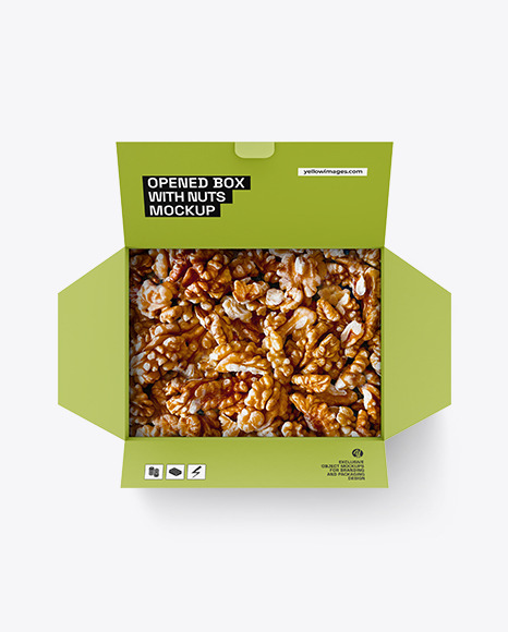 Opened Box With Walnuts Mockup
