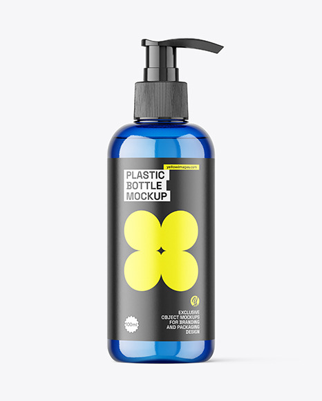 Blue Plastic Bottle w/ Pump Mockup