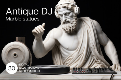 Antique marble sculpture of a DJ