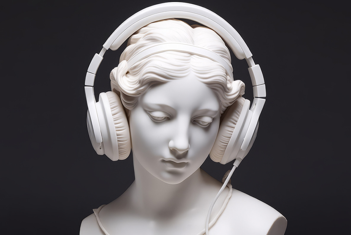 Antique marble sculpture of a DJ Antique marble sculpture of a DJ