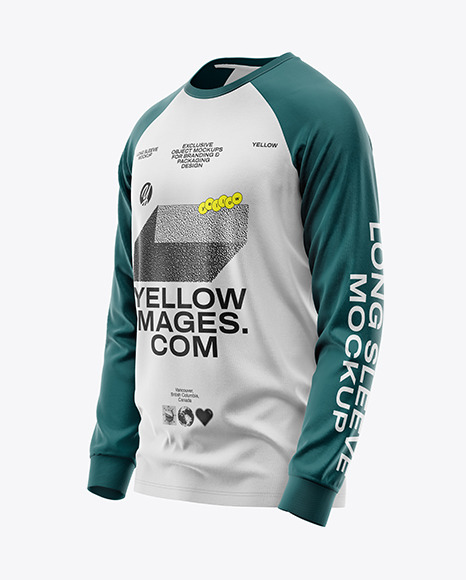 Men&#039;s Long Sleeve Raglan T-Shirt Mockup