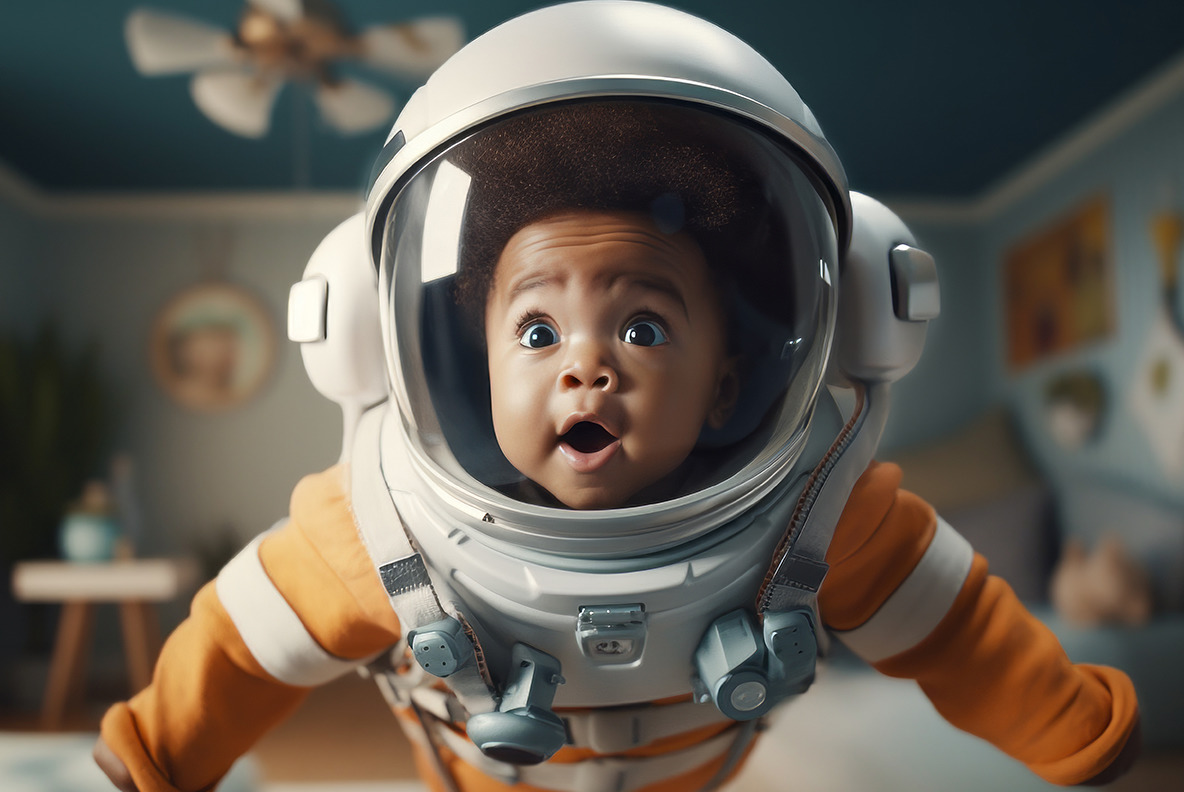 baby astronaut in space