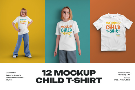 12 Mockups of a Children's T-shirt in Different Styles