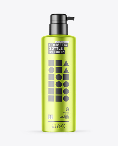 Matte Metallic Cosmetic Bottle With Pump Mockup