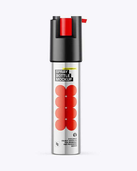 Glossy Metallic Self Defense Pepper Spray Bottle Mockup