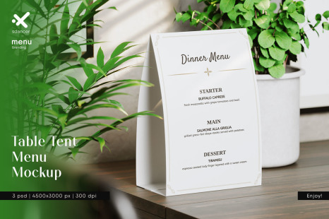 Table Tent Menu Mockup