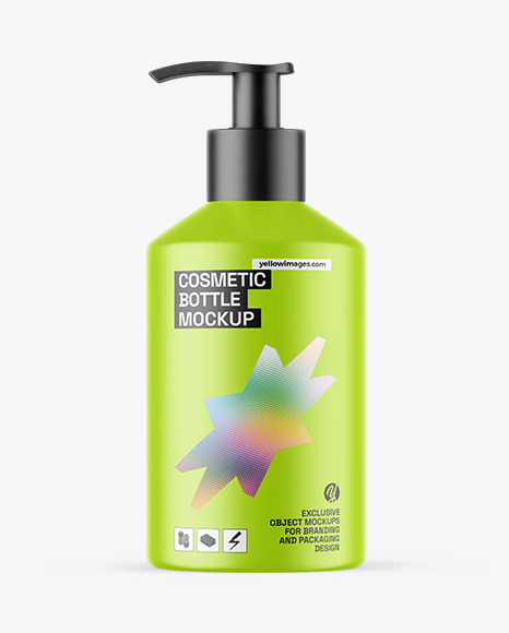 Matte Cosmetic Bottle With Pump Mockup